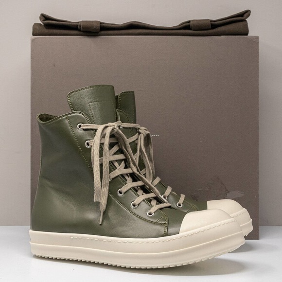Rick Owens Other - Rick Owens Gethsemane Green/Milk High-Top Sneakers, Size 44 (11 US)